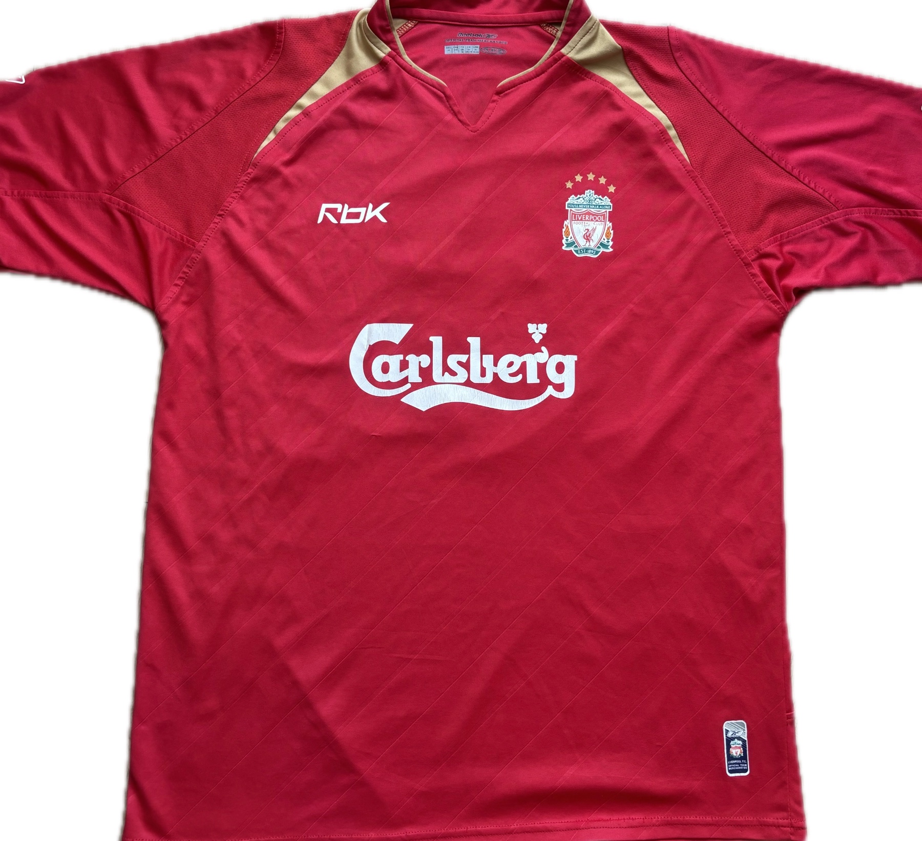 Vintage Reebok Liverpool 2005/06 Home shirt featuring iconic captain Steven Gerrard’s name and number 8